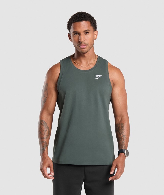 Gymshark Crest Tank Tanktop Heren Slate Teal | ASPH48013
