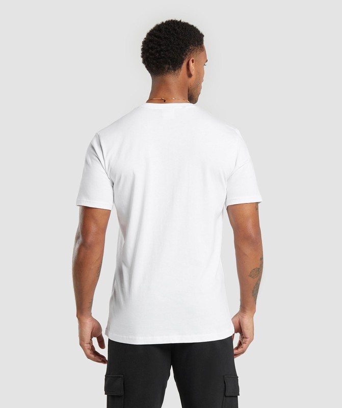 Gymshark Crest V-Neck T Shirt T-Shirt Heren Wit | XGBW93758