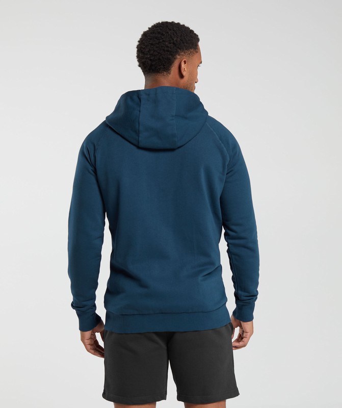 Gymshark Crest Zip Up Hoodie Hoodie Heren Donkerblauw | QEKD35872