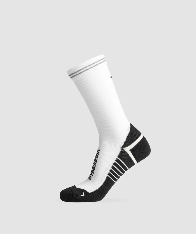 Gymshark Crew Running Socks Sokken Heren Wit Zwart | GVFR50964