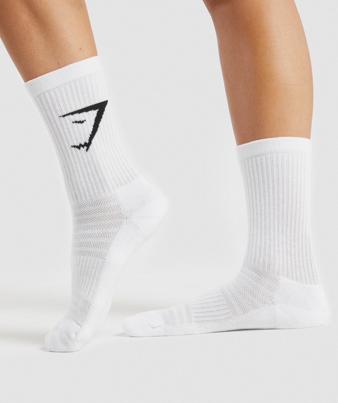 Gymshark Crew Socks 3Pk Sokken Dames Wit | GDTV10547