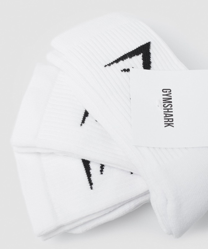 Gymshark Crew Socks 3Pk Sokken Dames Wit | GDTV10547