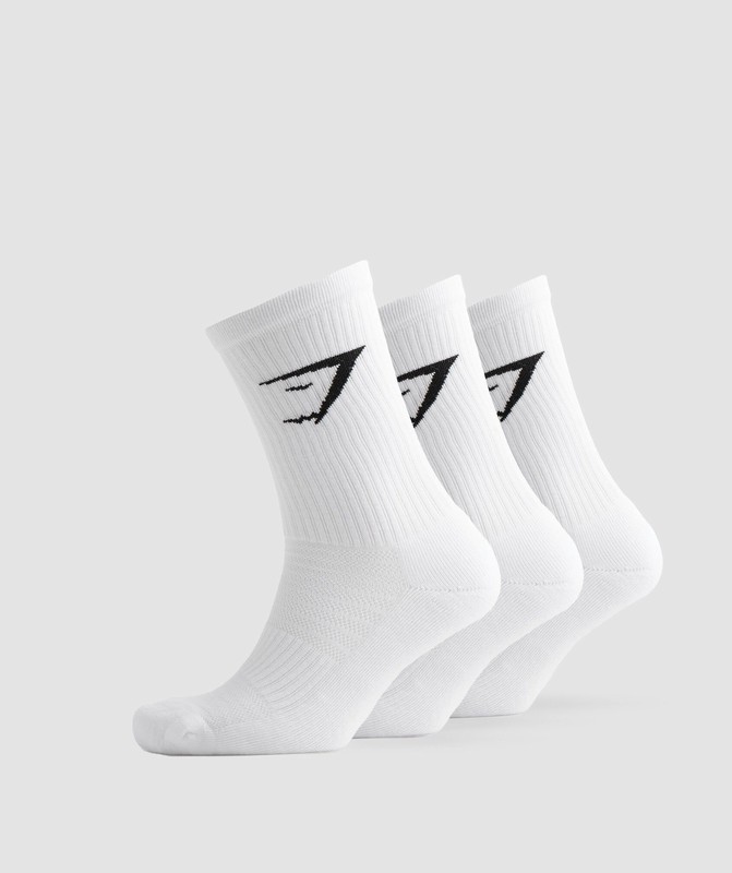 Gymshark Crew Socks 3Pk Sokken Dames Wit | GDTV10547