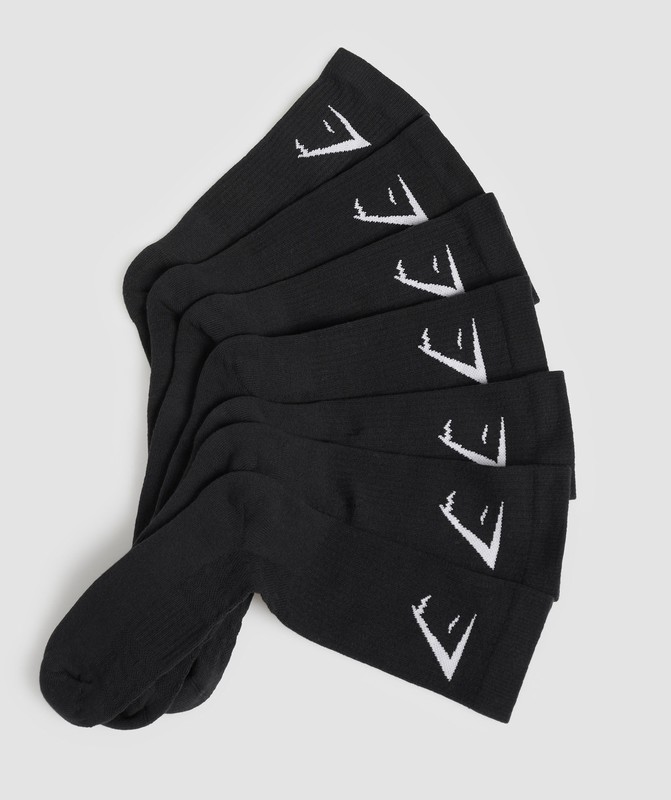 Gymshark Crew Socks 7pk Sokken Heren Zwart | KAJN53178