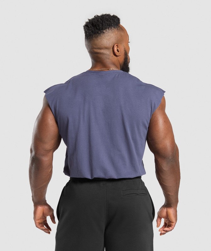 Gymshark Critical Cut Off Tank Tanktop Heren Paars | UOQK51967