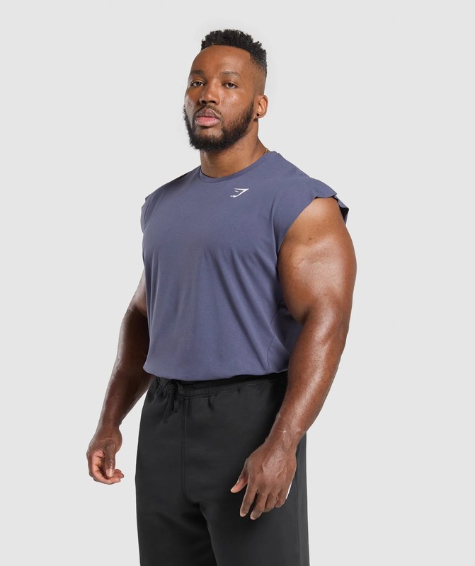 Gymshark Critical Cut Off Tank Tanktop Heren Paars | UOQK51967
