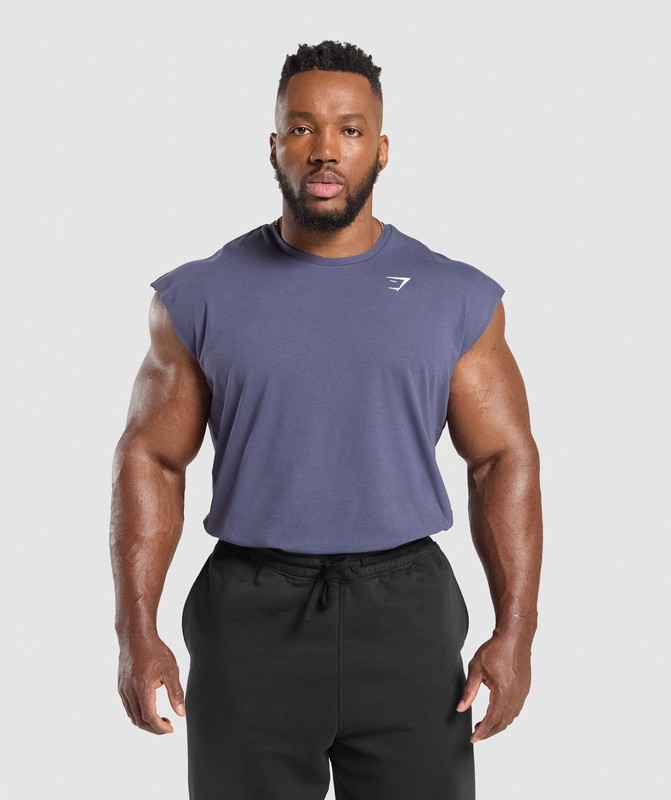 Gymshark Critical Cut Off Tank Tanktop Heren Paars | UOQK51967