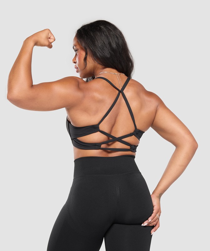 Gymshark Cross Back Bra BH Dames Zwart | PLXN50619
