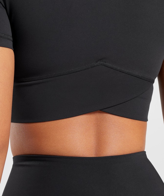 Gymshark Crossover Crop Top Crop Top Dames Zwart | IWDU61578