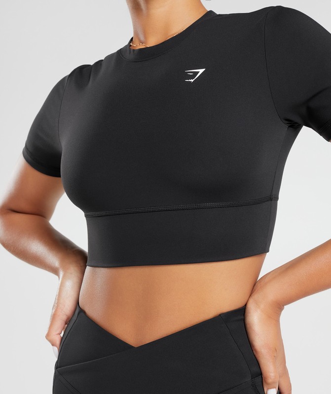 Gymshark Crossover Crop Top Crop Top Dames Zwart | IWDU61578