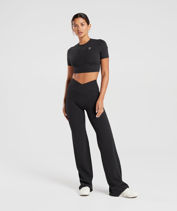Gymshark Crossover Crop Top Crop Top Dames Zwart | IWDU61578