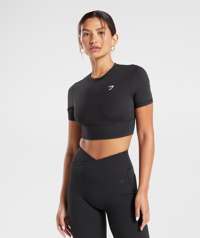 Gymshark Crossover Crop Top Crop Top Dames Zwart | IWDU61578