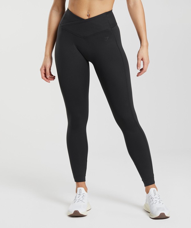 Gymshark Crossover Leggings Leggings Dames Zwart | SWKI18392