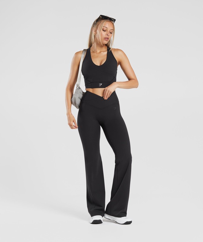 Gymshark Crossover Regular Flared Leggings Leggings Dames Zwart | YHLC65372