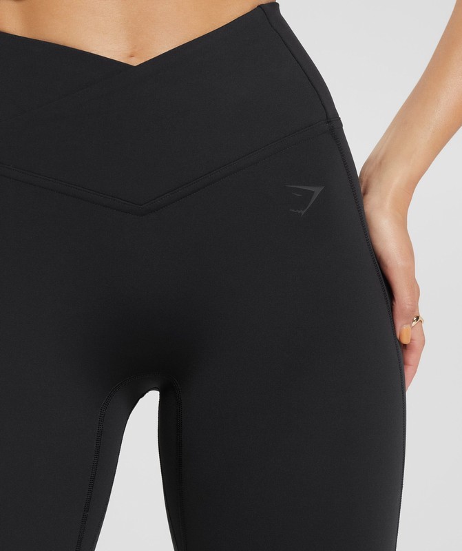 Gymshark Crossover Regular Flared Leggings Leggings Dames Zwart | YHLC65372