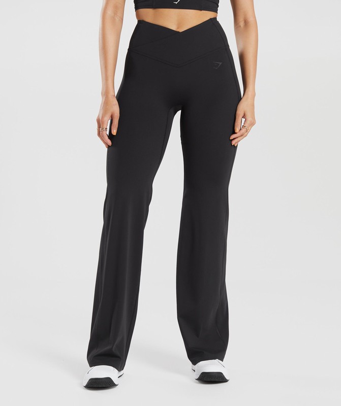 Gymshark Crossover Regular Flared Leggings Leggings Dames Zwart | YHLC65372