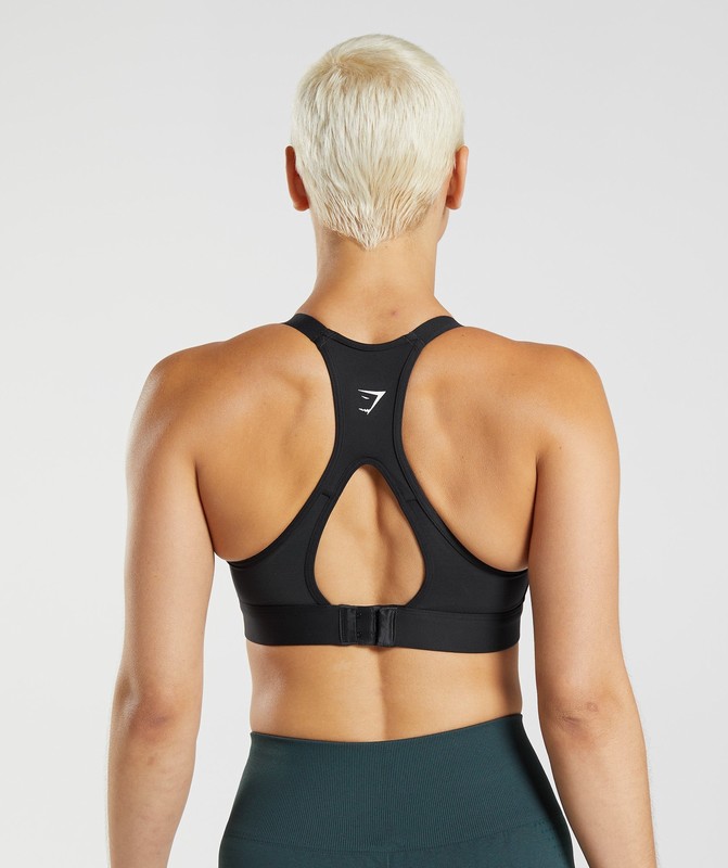 Gymshark Cut Out Back High Support Sports Bra, B/C-E/F Sport BH Dames Zwart | GHMY75390