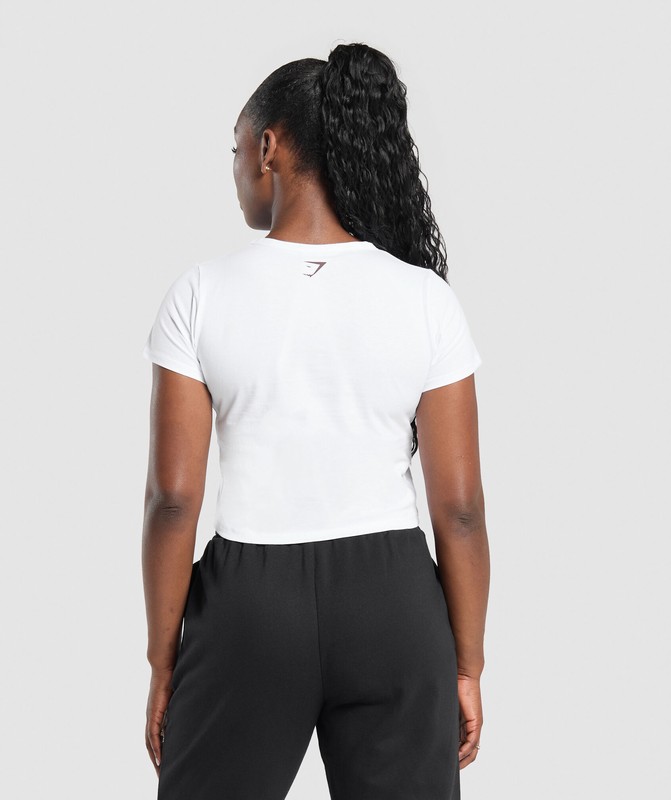 Gymshark DXB Baby Tee GFX T-Shirt Dames Wit | JBDN60152