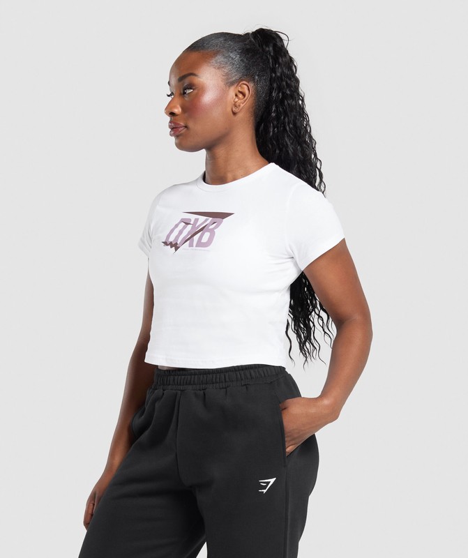 Gymshark DXB Baby Tee GFX T-Shirt Dames Wit | JBDN60152