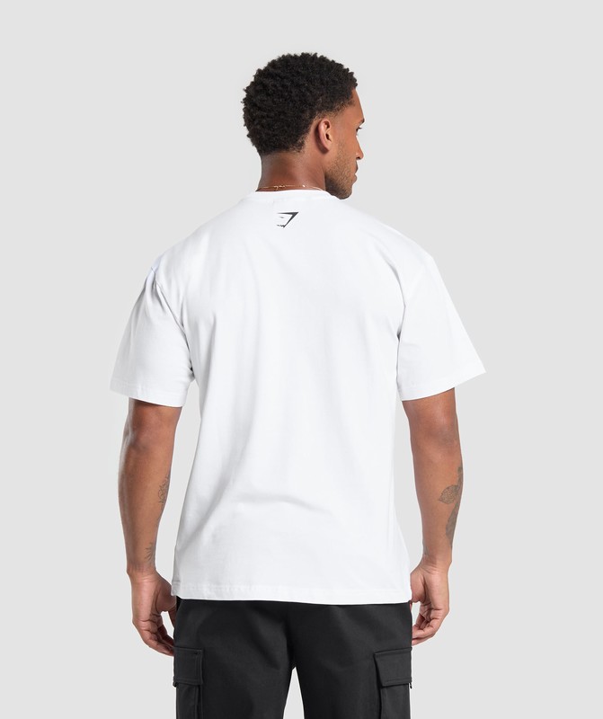 Gymshark DXB OS Tee GFX T-Shirt Heren Wit | VSOR90638
