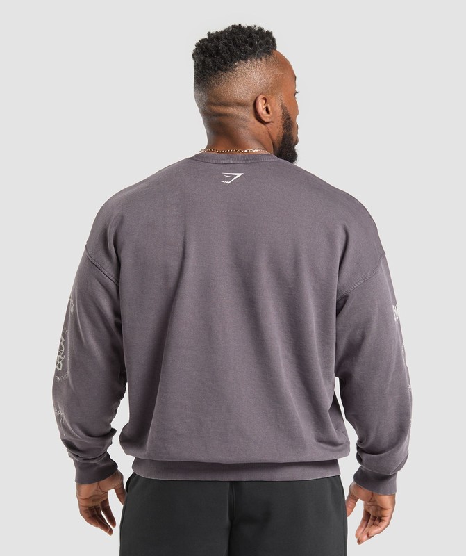 Gymshark Distressed Graphic Crew Sokken Heren Paars Lichtturkoois | JDVY39028