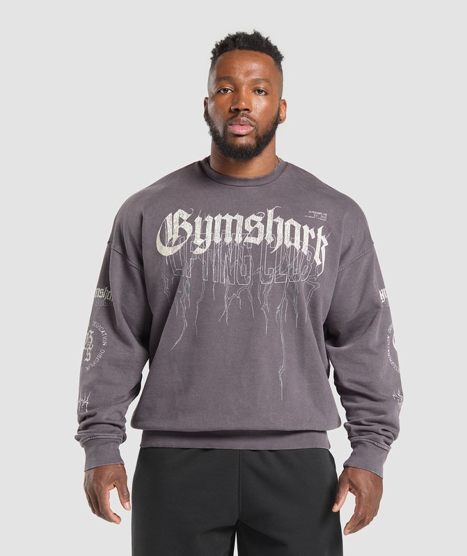Gymshark Distressed Graphic Crew Sokken Heren Paars Lichtturkoois | JDVY39028