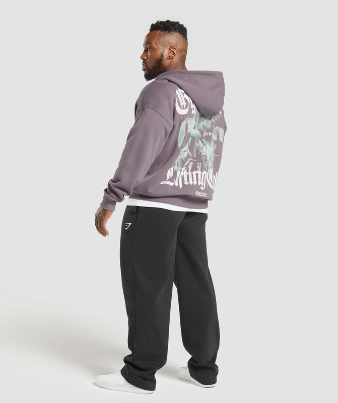 Gymshark Doberman Graphic Hoodie Hoodie Heren Paars | AXUR85072