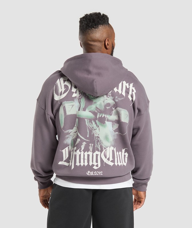 Gymshark Doberman Graphic Hoodie Hoodie Heren Paars | AXUR85072