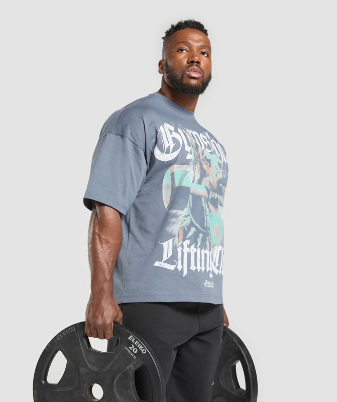 Gymshark Doberman Graphic T-Shirt T-Shirt Heren Blauw | SEJI46529