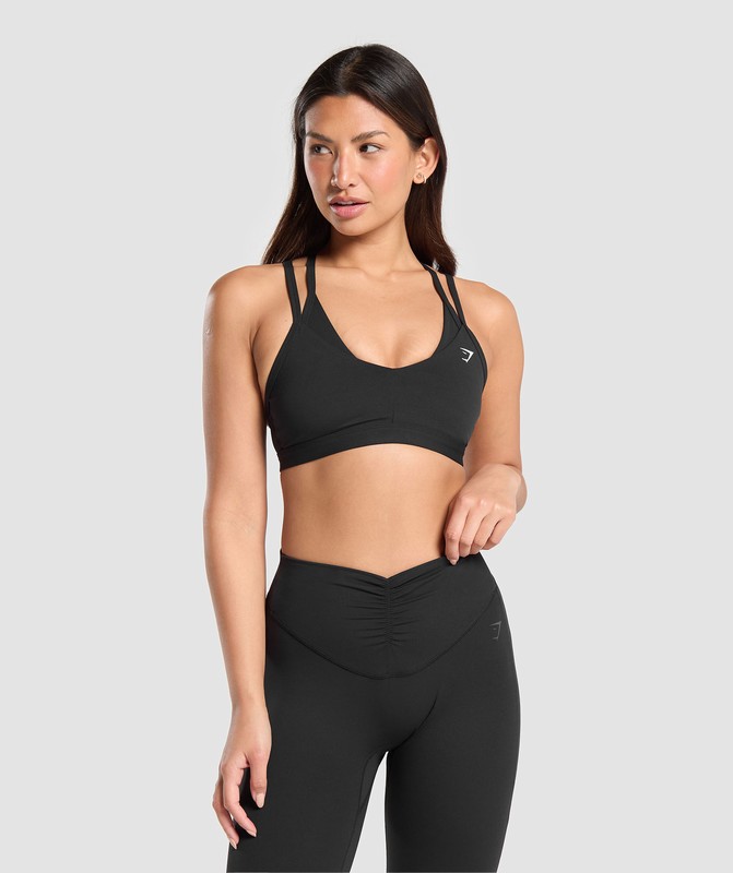 Gymshark Double Up Sports Bra Sport BH Dames Zwart | GSPM13648
