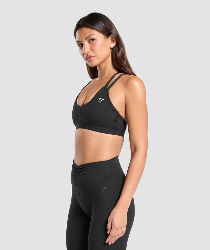 Gymshark Double Up Sports Bra Sport BH Dames Zwart | GSPM13648