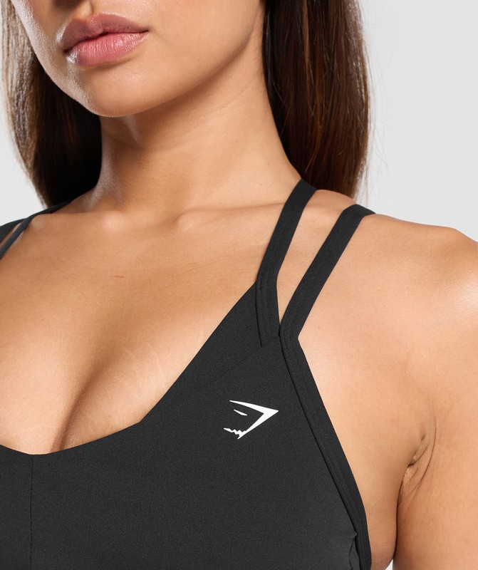 Gymshark Double Up Sports Bra Sport BH Dames Zwart | GSPM13648