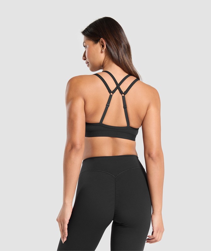 Gymshark Double Up Sports Bra Sport BH Dames Zwart | GSPM13648