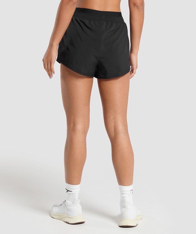 Gymshark Double Waistband Shorts Korte Broek Dames Zwart Zwart | WLFB16724
