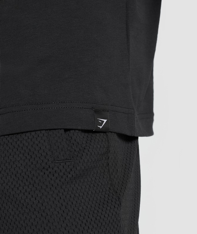 Gymshark Dumbbells Long Sleeve T-Shirt. T-Shirt Heren Zwart | CVSP58472