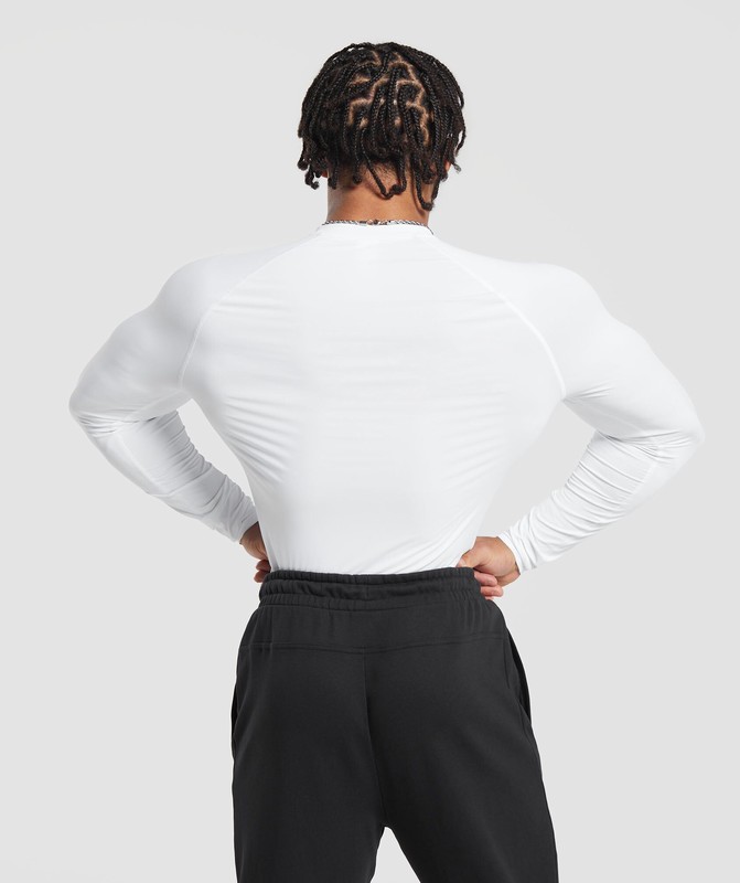 Gymshark Element Baselayer Long Sleeve T-Shirt T-Shirt Heren Wit | UTRK38019