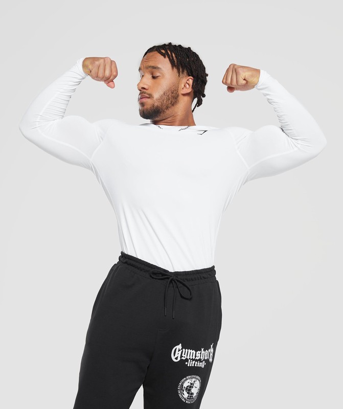 Gymshark Element Baselayer Long Sleeve T-Shirt T-Shirt Heren Wit | UTRK38019
