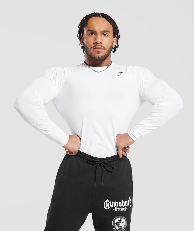 Gymshark Element Baselayer Long Sleeve T-Shirt T-Shirt Heren Wit | UTRK38019