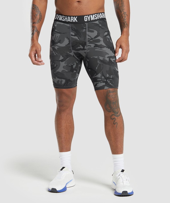 Gymshark Element Baselayer Printed Shorts Korte Broek Heren Grijs | LMYR98416