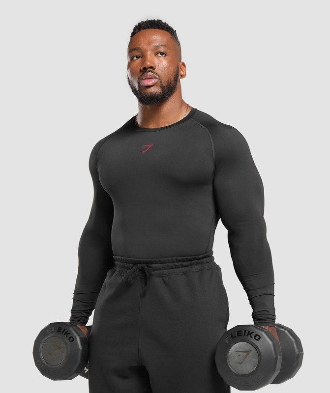 Gymshark Element Long Sleeve T-Shirt T-Shirt Heren Zwart | ZVFI43615