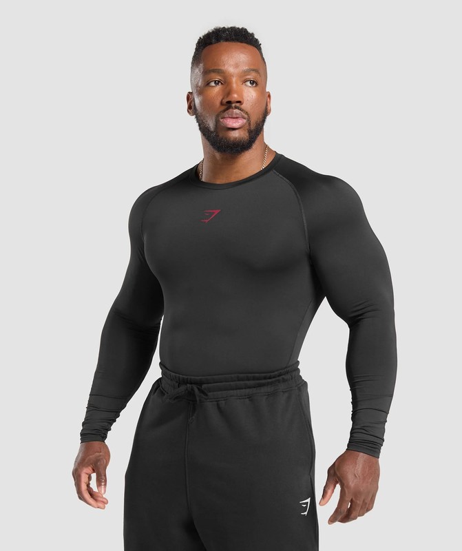 Gymshark Element Long Sleeve T-Shirt T-Shirt Heren Zwart | ZVFI43615