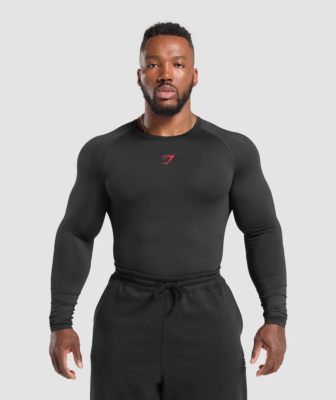 Gymshark Element Long Sleeve T-Shirt T-Shirt Heren Zwart | ZVFI43615
