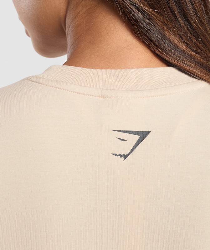 Gymshark Elevate Chain Oversized T-Shirt T-Shirt Dames Room Beige | EPJR69053
