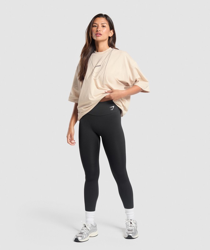 Gymshark Elevate Chain Oversized T-Shirt T-Shirt Dames Room Beige | EPJR69053
