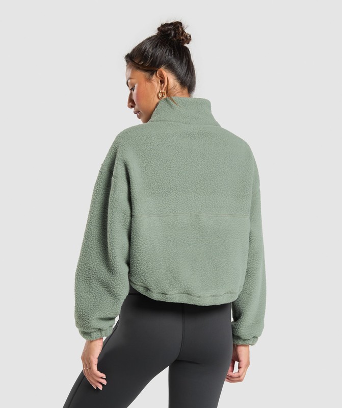 Gymshark Elevate Fleece Mid Jacket Jas Dames Groen | JLFY68253