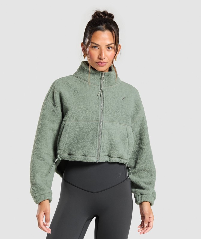 Gymshark Elevate Fleece Mid Jacket Jas Dames Groen | JLFY68253