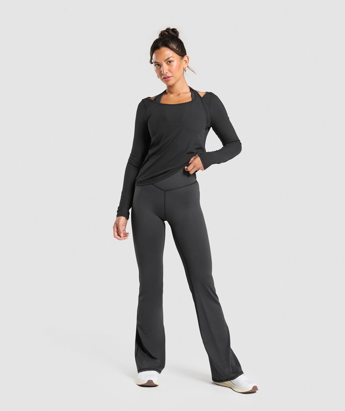 Gymshark Elevate Long Sleeve Top Top Dames Zwart | LNHK41263