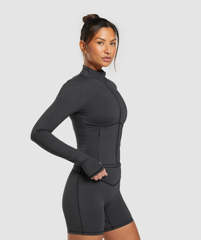 Gymshark Elevate Tracktop Top Dames Zwart | BGAN49708