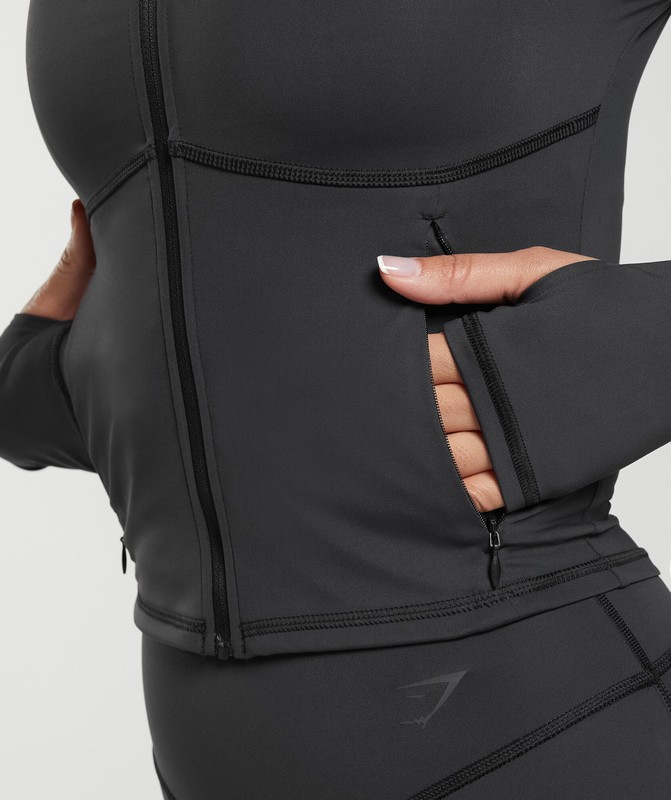 Gymshark Elevate Tracktop Top Dames Zwart | BGAN49708