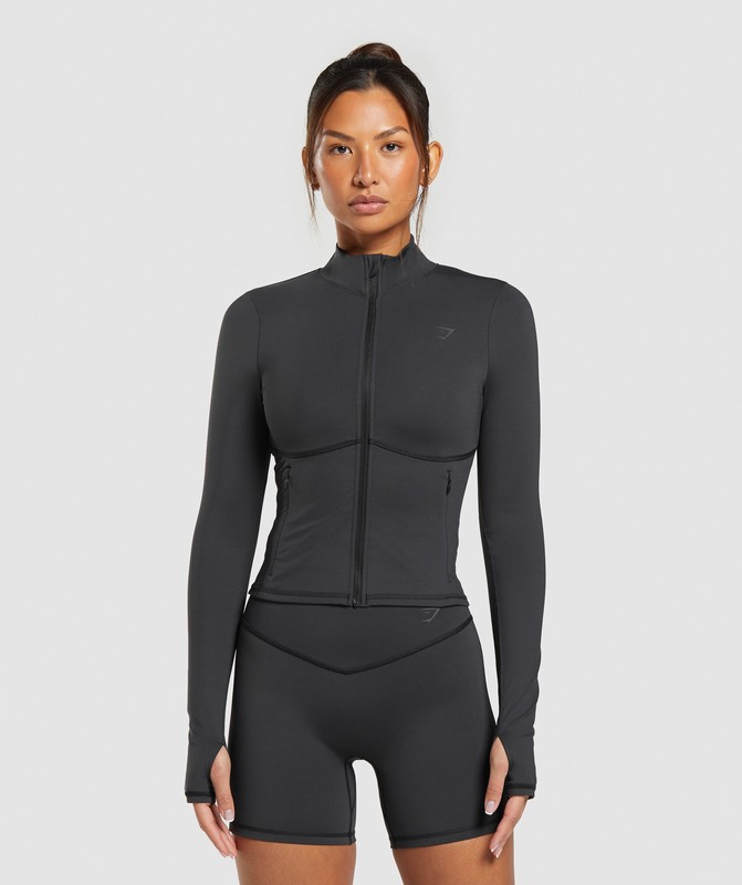 Gymshark Elevate Tracktop Top Dames Zwart | BGAN49708